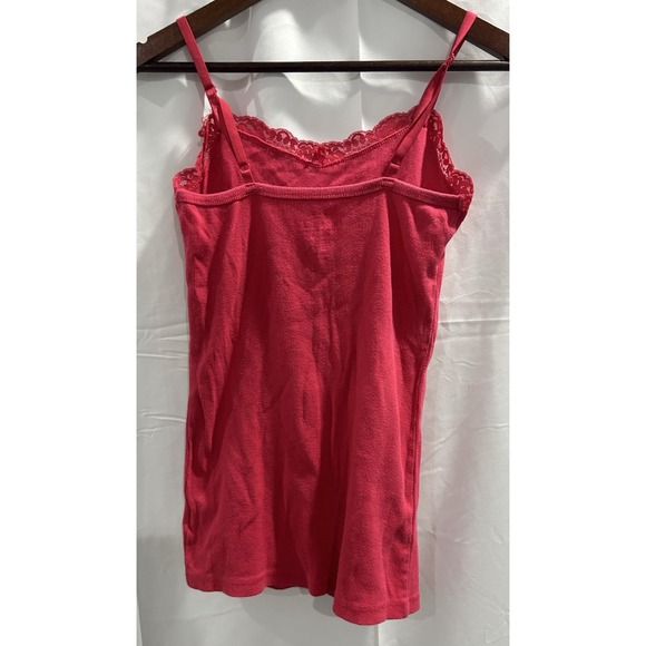 Faded Glory Pink Y2K Cami Tank Top Lace Trim Ribbed Fairy Grunge Milkmaid Small - Picture 4 of 9